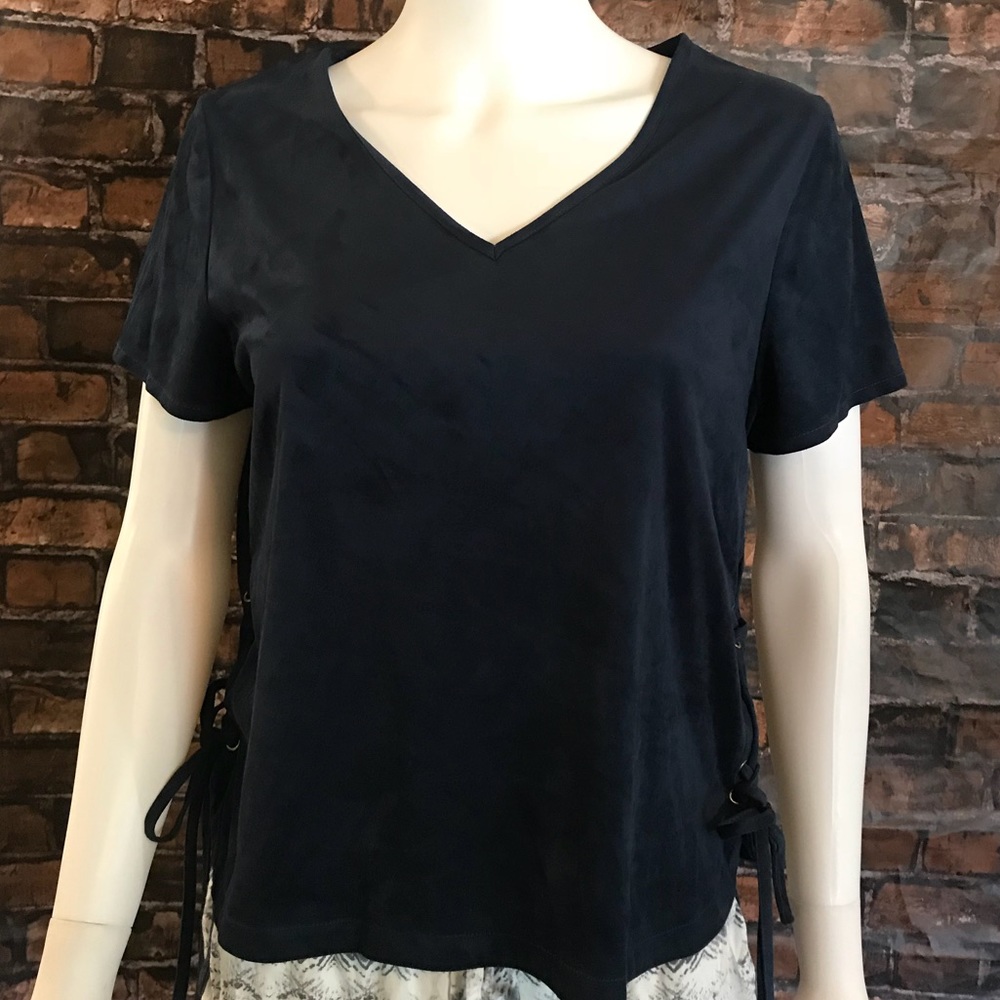 ASOS Influence Navy Velvet Top
